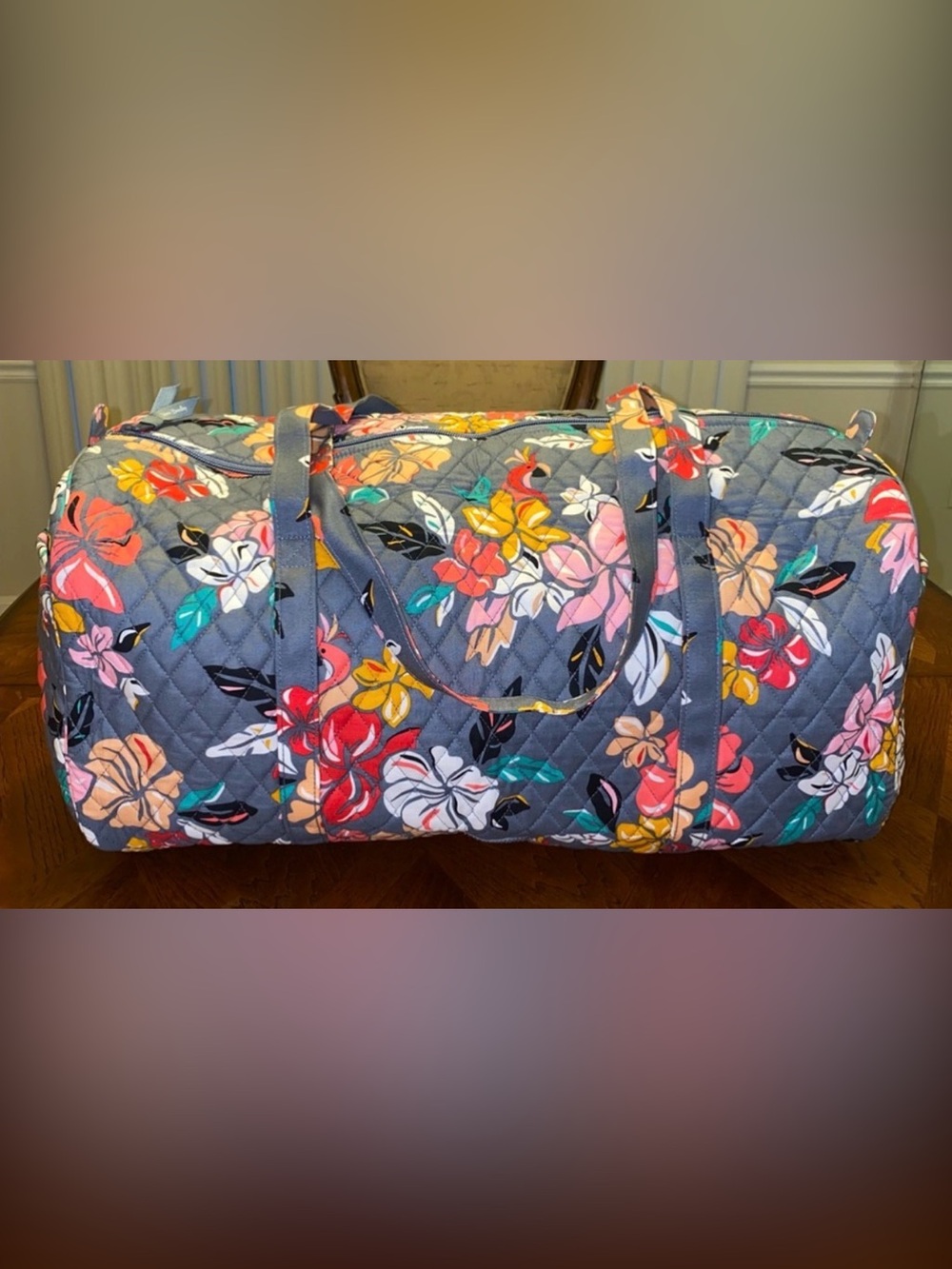 Vera Bradley XL Floral Quilted Travel Duffel Weekender Bag AS IS FLAW